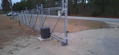 Open gate just inside facility